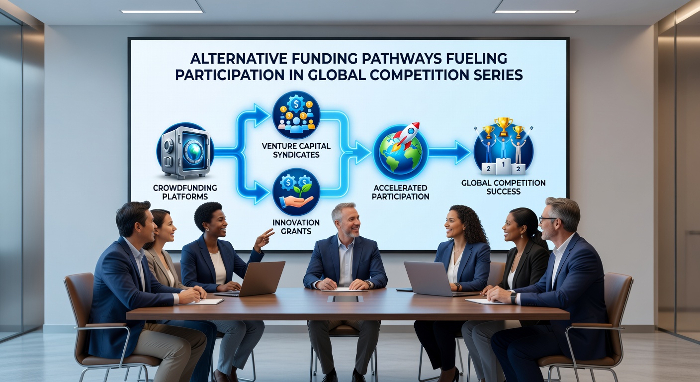 Participants discussing sponsorship opportunities at a competition venue