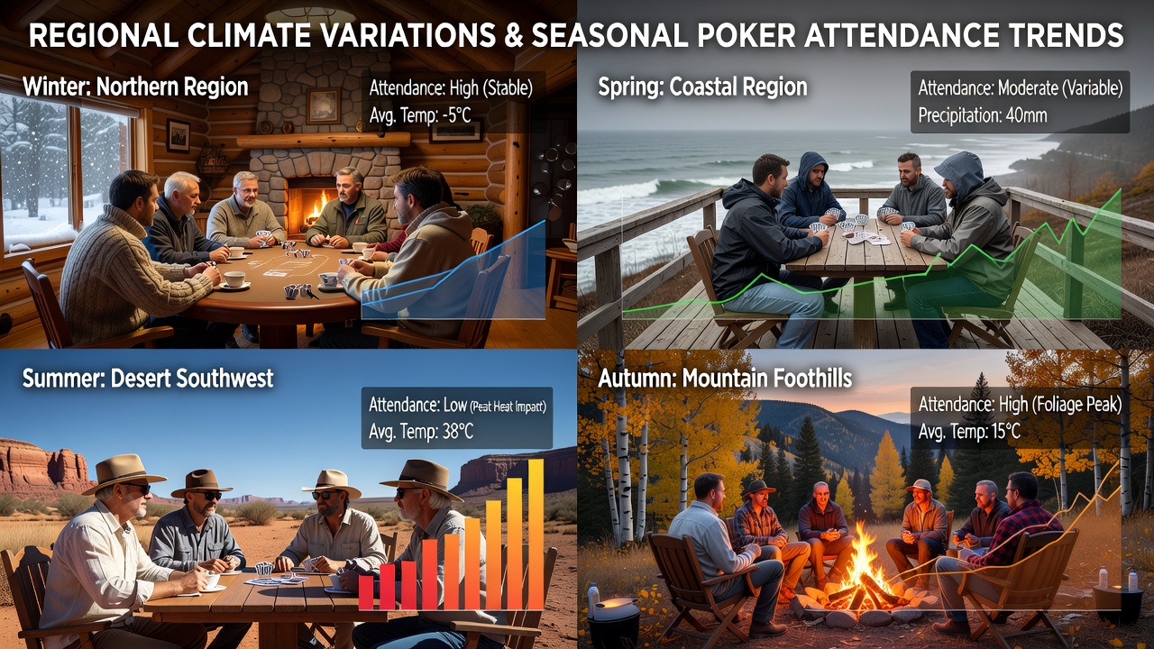 Regional climate patterns influencing seasonal poker event locations and player turnout across different geographic zones