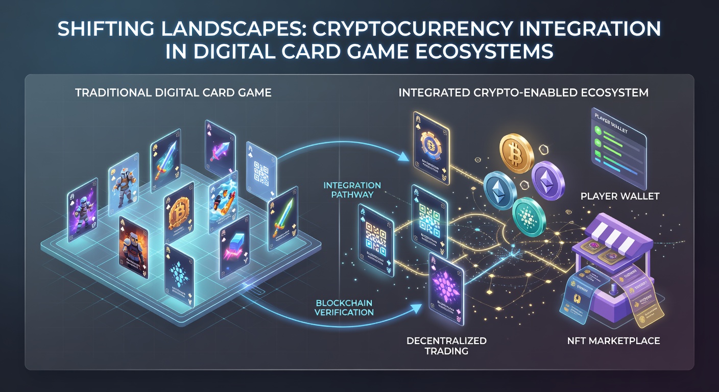 Players engaging with digital card games on multiple devices while cryptocurrency transaction notifications appear on screen