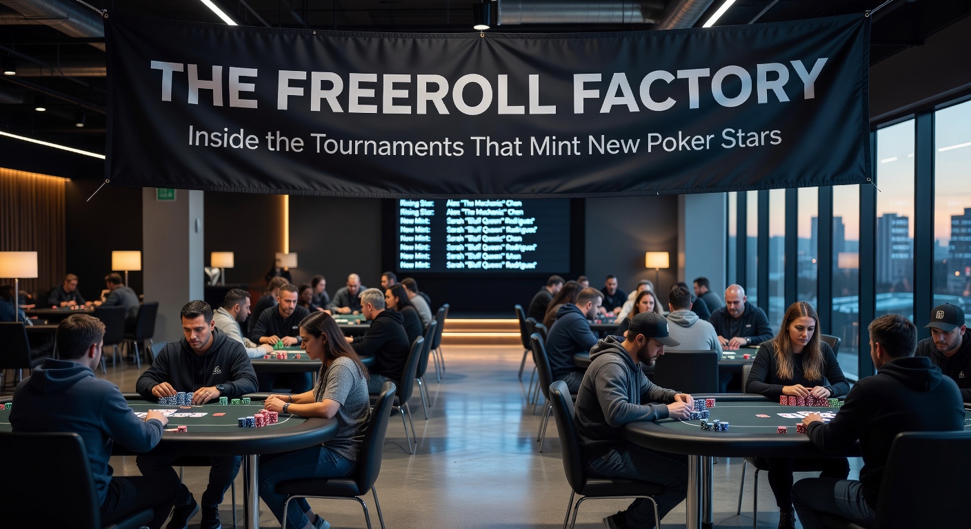 Close-up of a poker player's screen during a high-stakes freeroll final table, showing chip leaders and tension-building all-ins